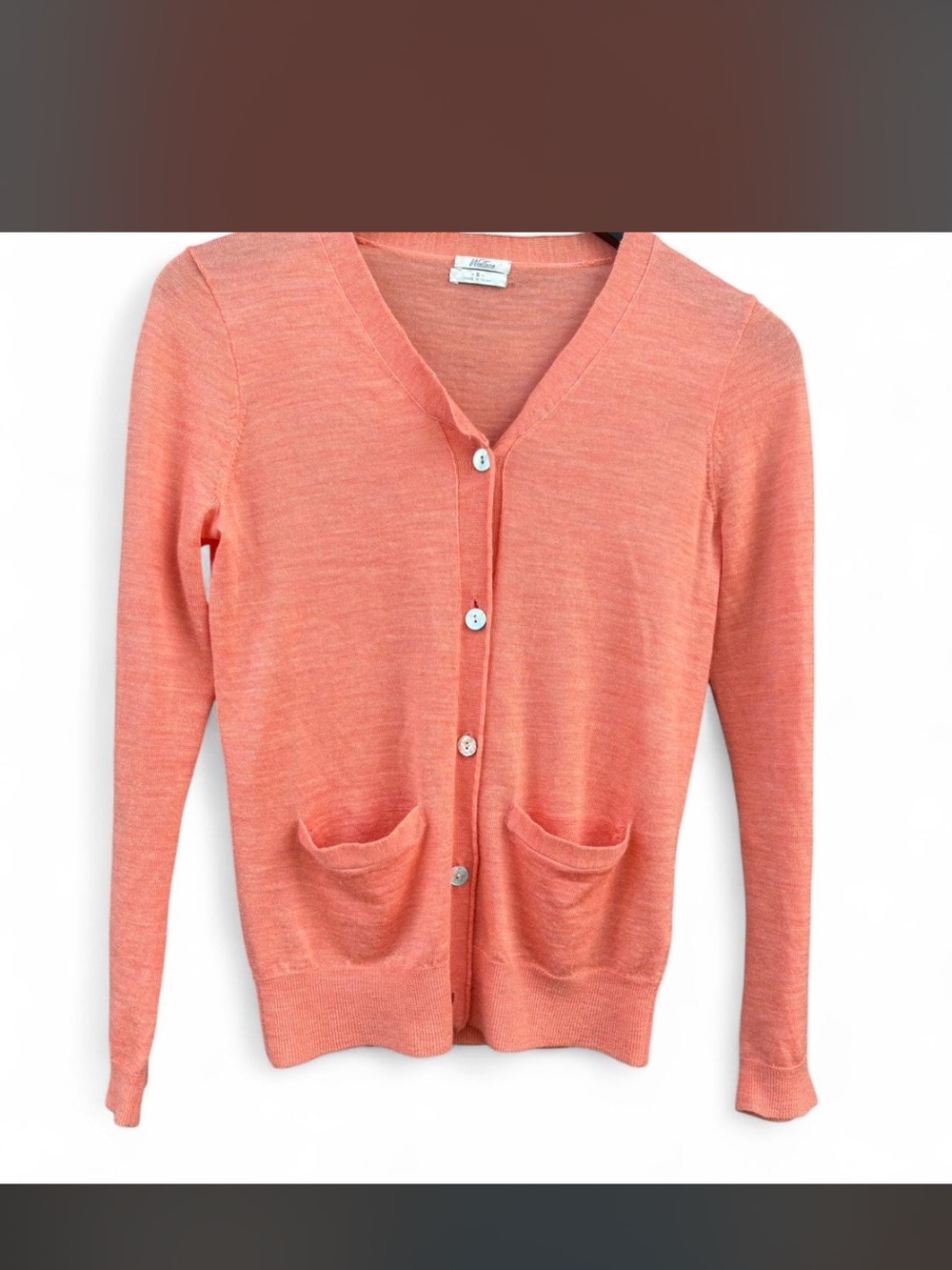 Madewell Wallace 100% Merino Wool Coral Cardigan Small